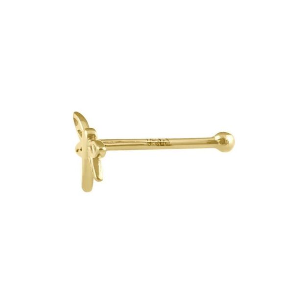 Solid 14K Gold Dragonfly Nose Stud Brand New - Picture 3 of 6